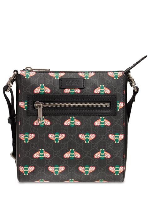 gucci bag black with bee|gucci messenger bag bee.